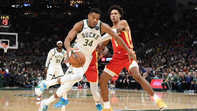 October 29, 2023; Milwaukee Bucks forward Giannis Antetokounmpo drives to the basket against Atlanta Hawks at Fiserv Forum